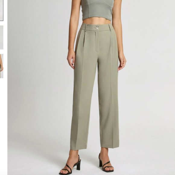 Cropped Mid Rise Straight Leg Trousers - Picture 2 of 3